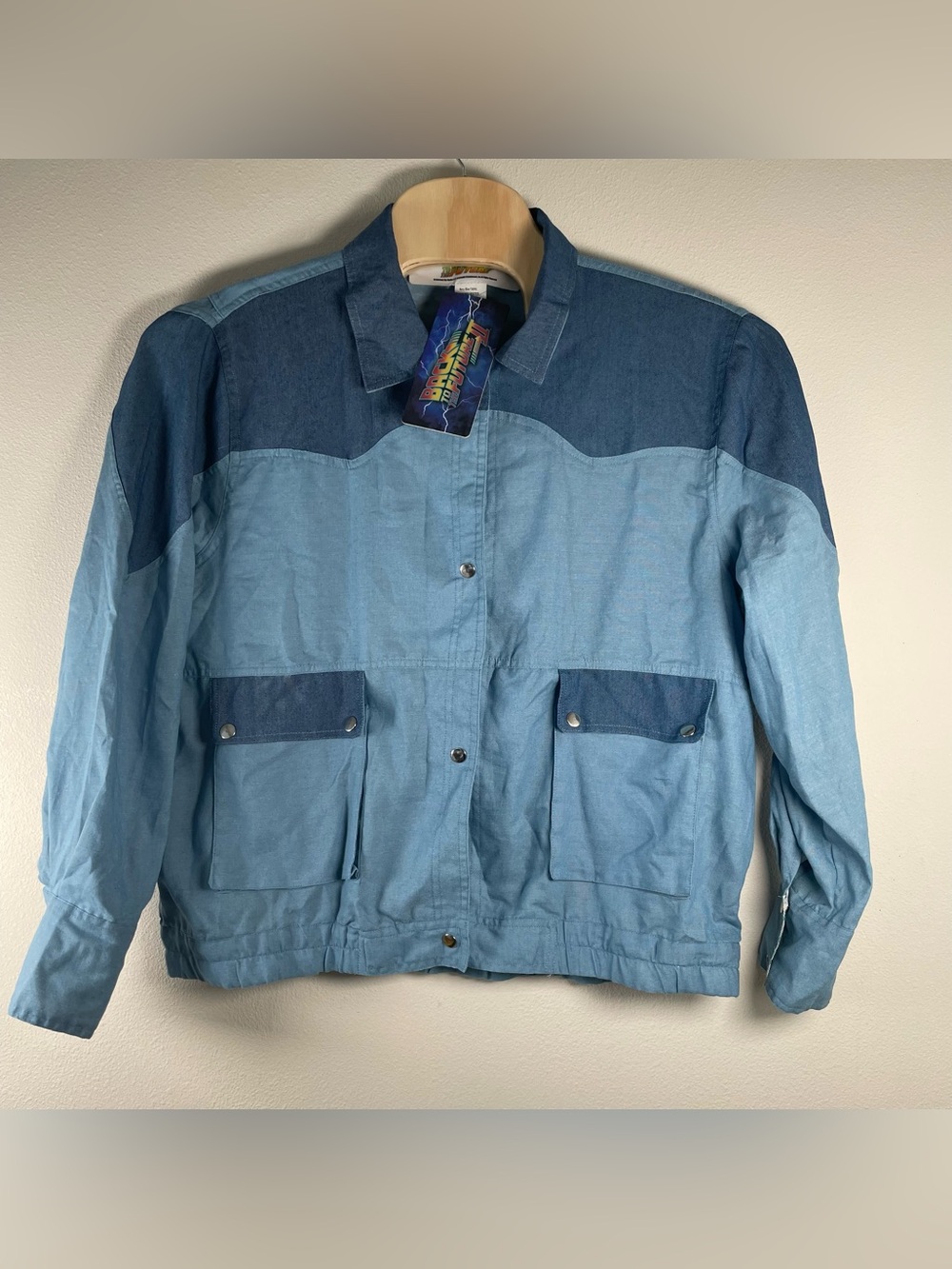 NEW Back to The Future Marty McFly Blue Jacket Adult XL Chambray Shirt Costume